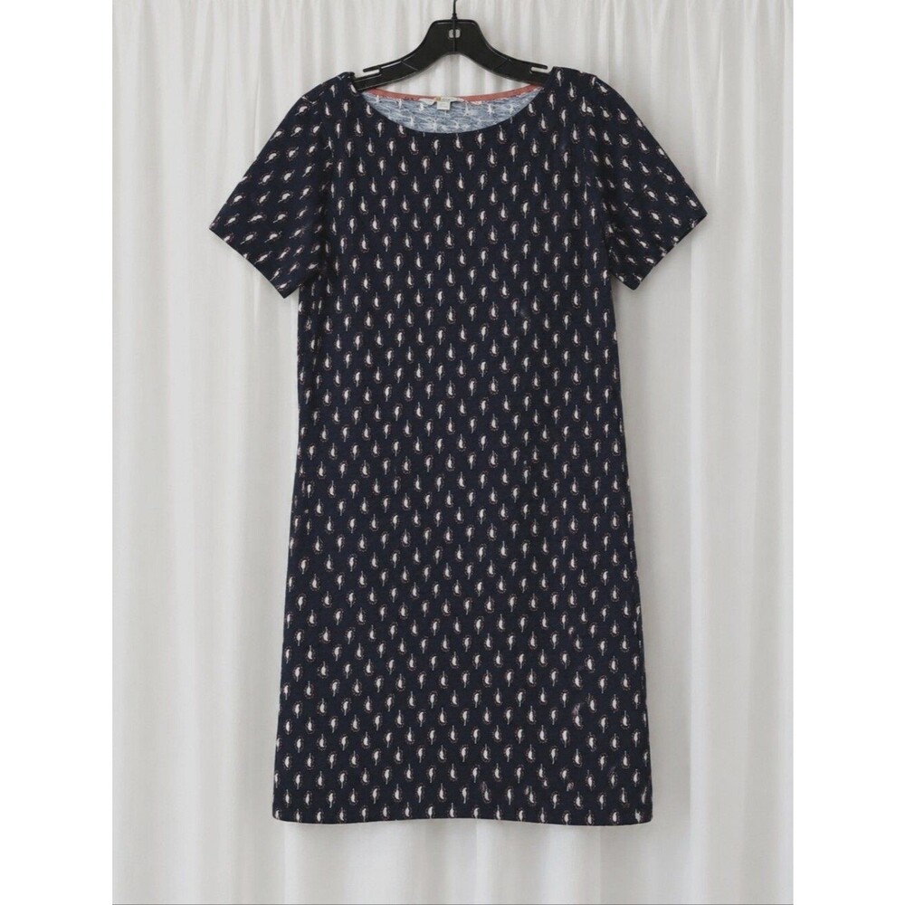 Boden Darcey Navy Paisley Jersey Shift Dress Knee Length Everyday Chic Workwear